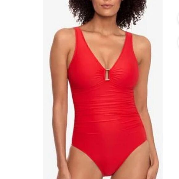 LAUREN RALPH Ralph Lauren Ring Over The Shoulder One Piece Swimsuit New 6 - Picture 2 of 16